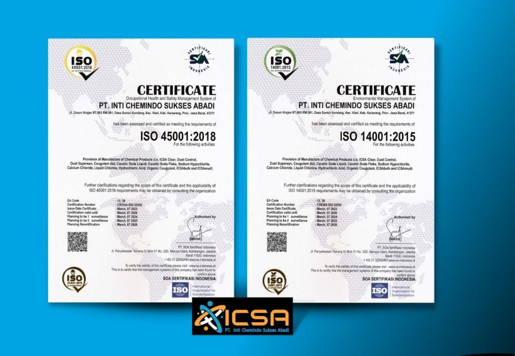 PT ICSA Raih Sertifikat ISO 14001 dan ISO 45001