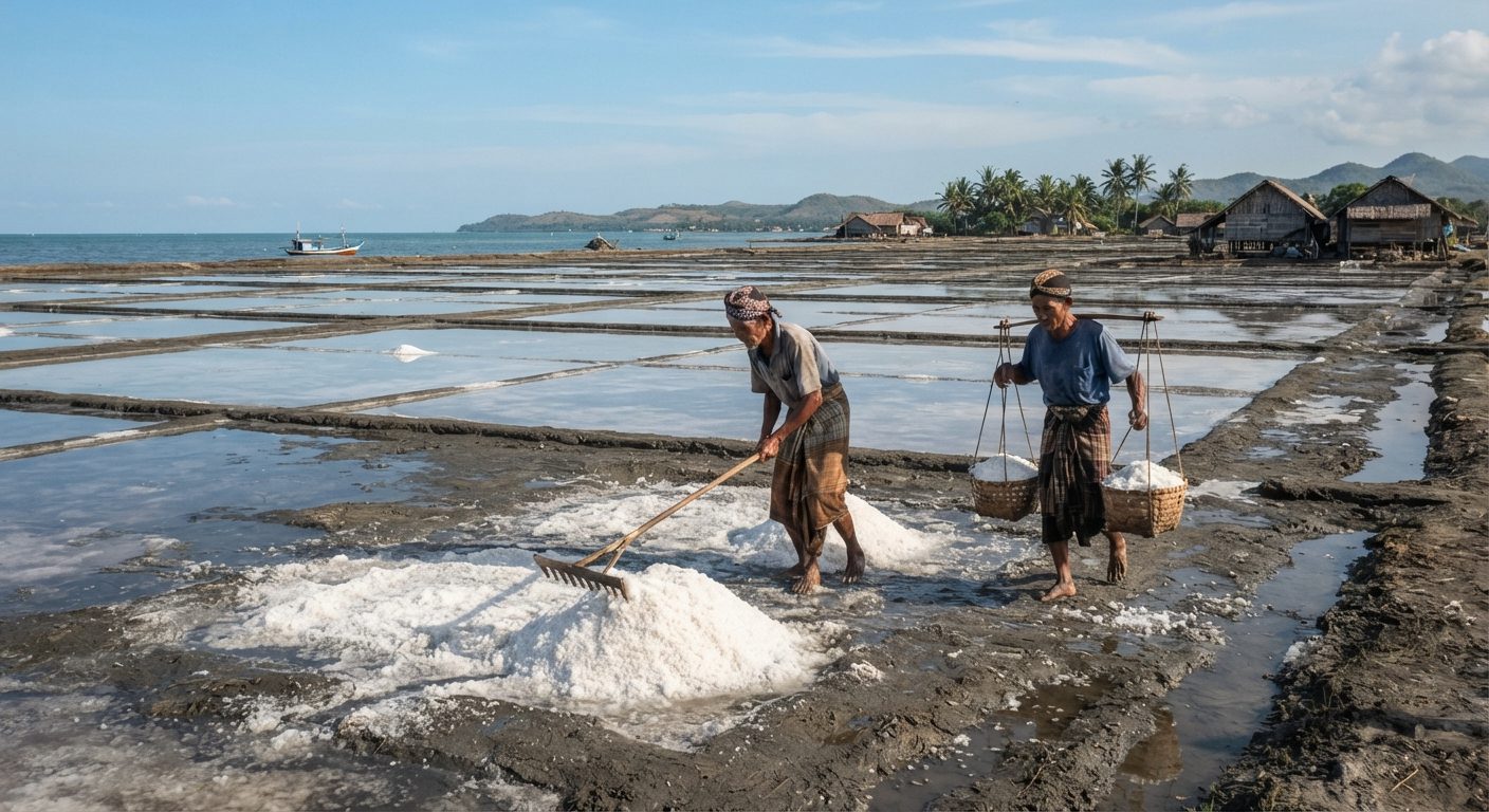 Proses pengolahan garam tradisional untuk industri dan konsumsi