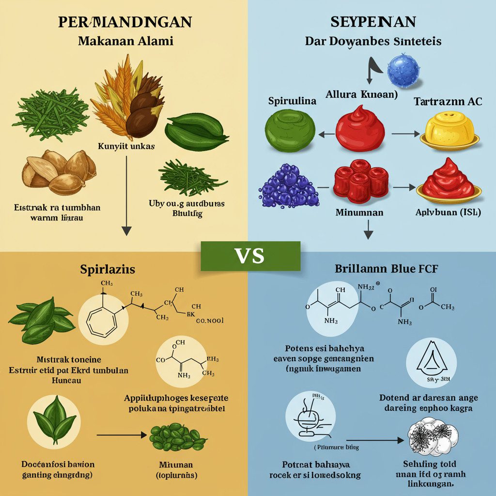 Perbandingan zat pewarna makanan alami dari ekstrak tumbuhan dan pewarna buatan sintetis untuk industri pangan