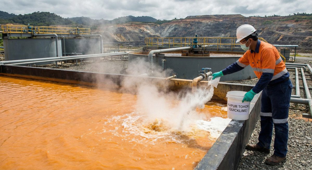 Aplikasi kapur tohor untuk netralisasi air limbah asam tambang (Acid Mine Drainage)