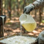 Penggunaan larutan asam format untuk membekukan lateks (getah karet) di perkebunan