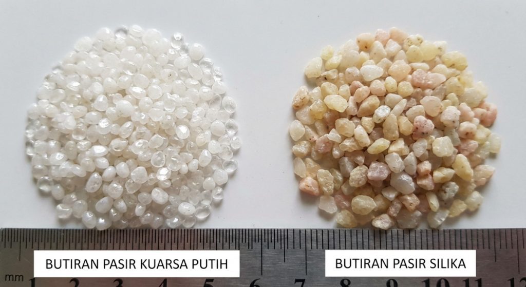 Perbandingan butiran pasir kuarsa putih dan pasir silika untuk media filtrasi air