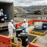 Proses bongkar muat bahan kimia industri dengan standar safety tinggi untuk area pertambangan