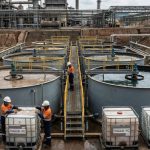 Proses pengolahan air limbah (WWT) di area smelter nikel menggunakan koagulan dan flokulan