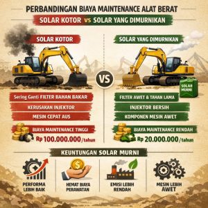 perbandingan biaya maintenance alat berat menggunakan solar kotor vs solar yang telah dimurnikan