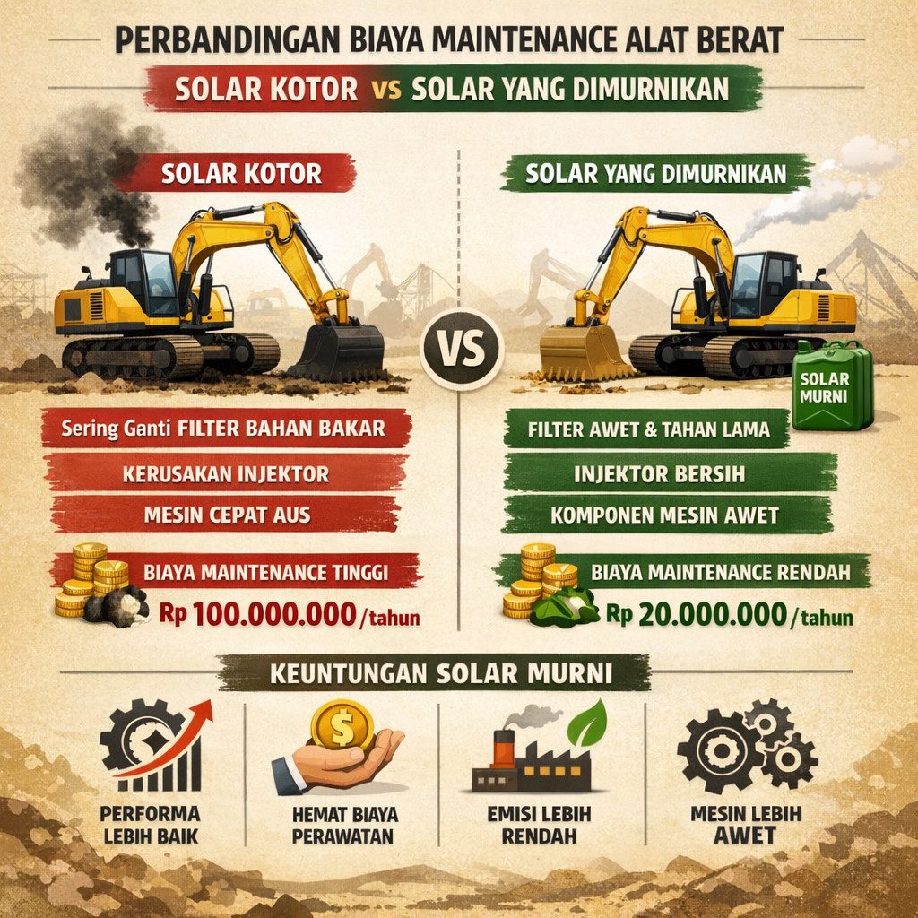 Infografis perbandingan biaya operasional alat berat