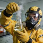 APD lengkap untuk menangani bahan kimia asam kuat seperti HCl