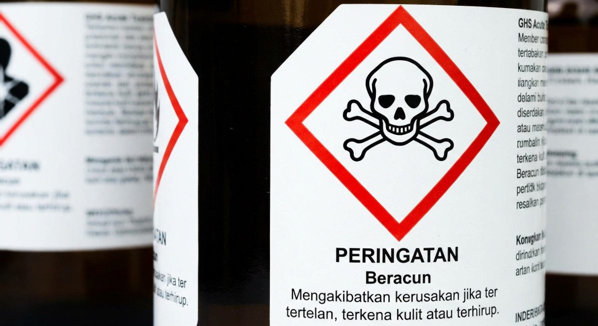 Piktogram simbol tengkorak dan tulang bersilang (Acute Toxicity) standar GHS